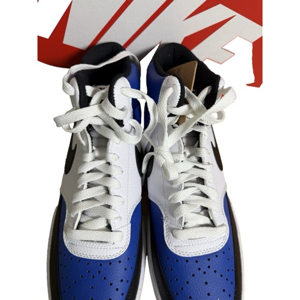 NEW Nike Court Vision Mid NN Mens 9 Sneakers Game Royal Black White‎ FQ8740-480 - Picture 6 of 14